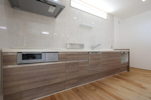 かっこいい工務店　京都府　ADACHI住建　足立住建　施工例　＃3　新築　戸建　平屋　　ナチュラルモダン　システムキッチン