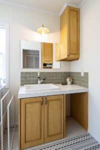 かっこいい工務店　福岡県　ブルースホーム　施工例　#4　新築　戸建　平屋　プロヴァンス　内観　洗面化粧台