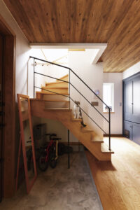 かっこいい工務店　埼玉県　デザインハウス・エフ　施工例　#6　ブルックリン　玄関ホール　階段