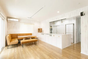 かっこいい工務店　埼玉　デザインハウス・エフ　施工事例　９　新築　戸建て　事務所併用　二世帯　アメリカン　ダイニング　キッチン