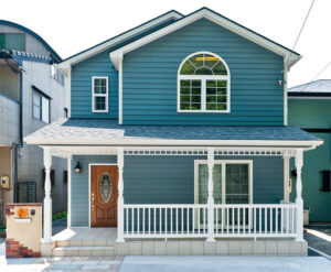 かっこいい工務店　静岡県　北条建設　施工例　#5　新築　戸建　アメリカン　コロニアルスタイル　外観　