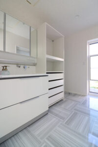 かっこいい工務店　鹿児島県　西郷建築　施工例 #2　新築　戸建　平屋　ナチュラル　洗面所