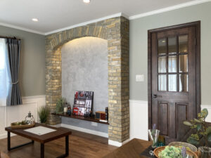 かっこいい工務店　宮城県　トガシホーム　施工実例　10　新築　戸建て　アメリカン　内観　リビング　テレビボード