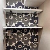 注文住宅　かっこいい工務店　東京　バークノア　新築・増改築・リフォーム・リノベーション　設計デザイン施工管理　施工例41　集合住宅　マンション　マリンシティダイヤモンド　東京都港区海岸　洗濯機置き場　造作棚　マリメッコ　壁紙